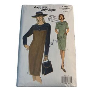vintage Vogue 8713 sewing pattern dresses 14 16 18 misses very easy uncut 1993